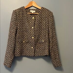 Marled Black, Gold and Tan Tweed Blazer